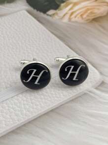 1Pair Men Letter Graphic Cufflinks Copper Multicolor - Multicolor - View 6