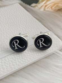 1Pair Men Letter Graphic Cufflinks Copper Multicolor - Multicolor - View 7