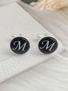 1Pair Men Letter Graphic Cufflinks Copper Multicolor - Multicolor - View 8