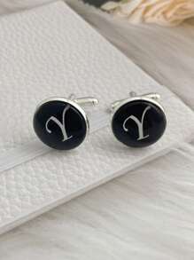1Pair Men Letter Graphic Cufflinks Copper Multicolor - Multicolor - View 9
