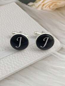 1Pair Men Letter Graphic Cufflinks Copper Multicolor - Multicolor - View 10