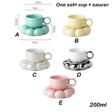 创意个性化马卡龙色向日葵造型陶瓷咖啡杯碟套装，适合作为生日和结婚礼物 - 彩色 - 查看 7