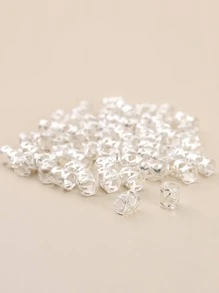 60 piezas de metal de malla trenzado anillos para pelo - Plateado - Ver 1