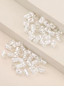 60 piezas de metal de malla trenzado anillos para pelo - Plateado - Ver 3