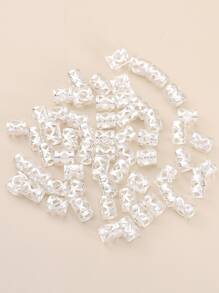 60 piezas de metal de malla trenzado anillos para pelo - Plateado - Ver 2