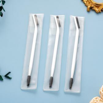 1 pieza Versión actualizada del cepillo de belleza para principiantes para maquillaje de ojos, peine de doble extremo para pestañas y cepillo espiral para cejas, portátil, cepillo para cejas, cepillo de sombra de ojos, cepillo