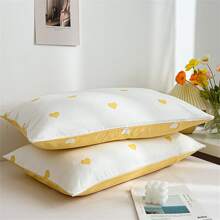 1入組Love枕套,拉絲皮膚枕頭,文學單枕套,白色雙枕套,學生和情侶枕套 - 黃色 - 查看 2