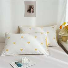1入組Love枕套,拉絲皮膚枕頭,文學單枕套,白色雙枕套,學生和情侶枕套 - 黃色 - 查看 5