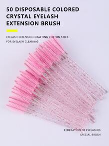 50入組一次性睫毛睫毛膏畫筆適用於眼睛睫毛延長眉毛和彩妝適用於眼睛睫毛延長,眉毛和彩妝水晶7色(彩色) - 粉色 - 查看 2