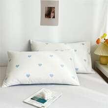 1 funda de almohada Love, almohada de piel cepillada, funda de almohada individual literaria, funda de almohada doble blanca, funda de almohada para estudiantes y parejas