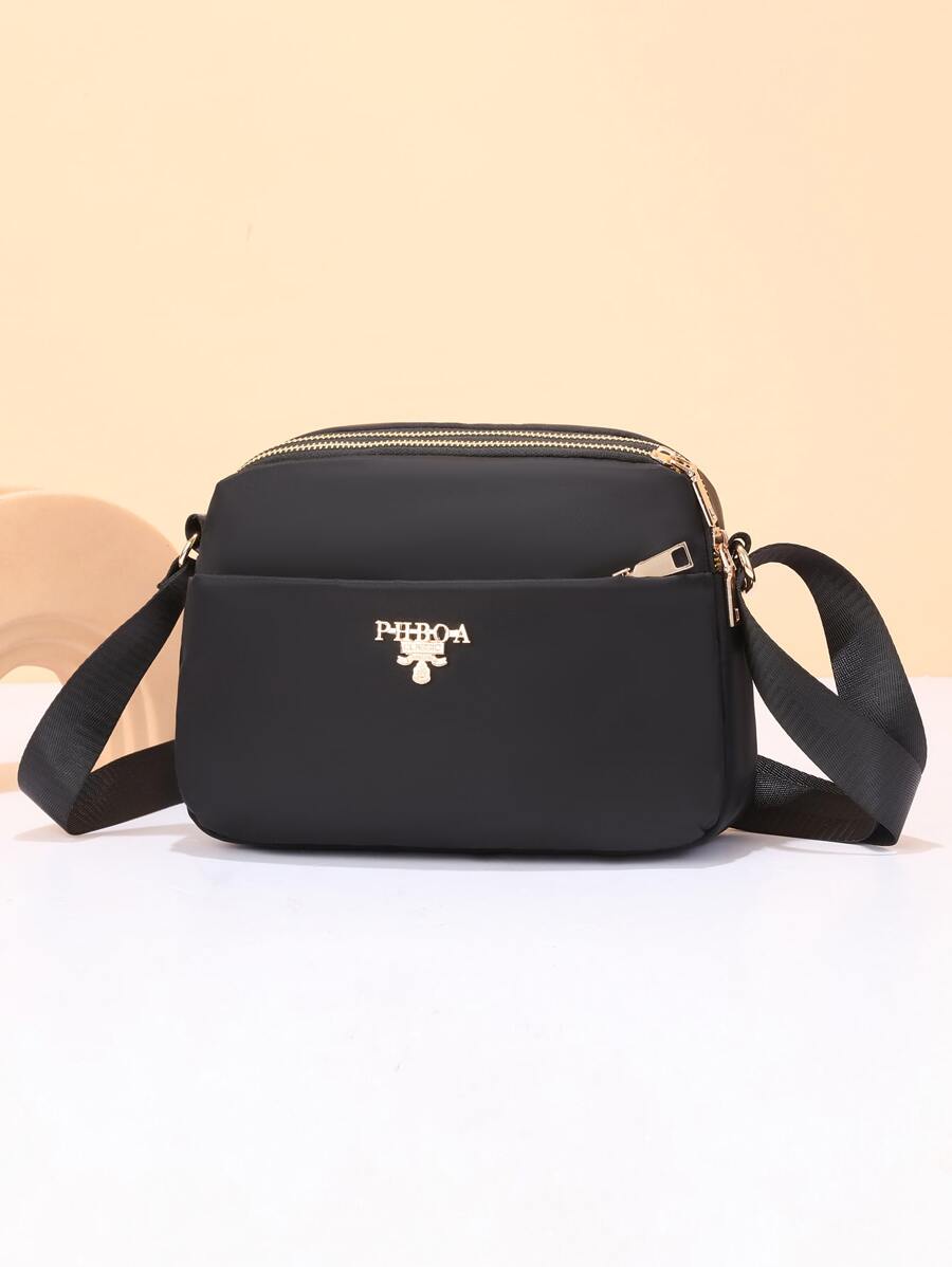 時尚斜挎包帶字母貼布裝飾用品 - 黑色 - 查看 1