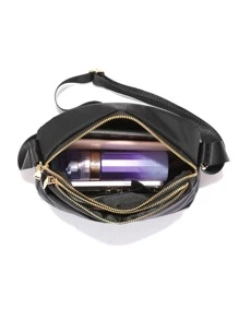 時尚斜挎包帶字母貼布裝飾用品 - 黑色 - 查看 6