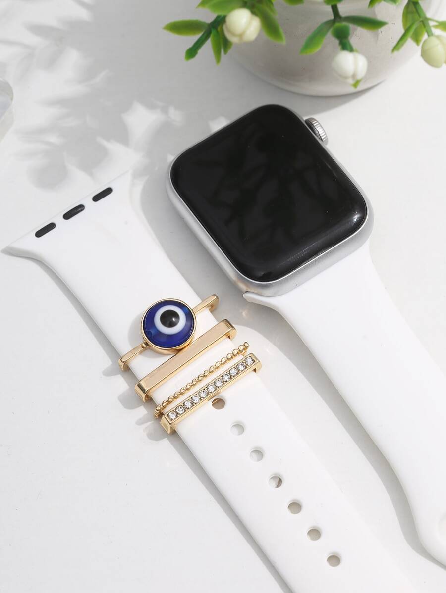 4pcs Eye & Rhinestone Decor Watchband Decoration Ring As A Gift For Students Returning To School