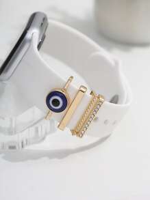 4pcs Eye & Rhinestone Decor Watchband Decoration Ring As A Gift For Students Returning To School