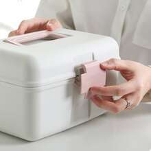 1pc Portable Double-layer Sealed Compartment Pill Case Home Medicine Storage Box - Blue - View 2