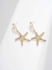 1 对时尚海星设计耳环，适合女性海滩度假和日常佩戴 - 金色 - 查看 5