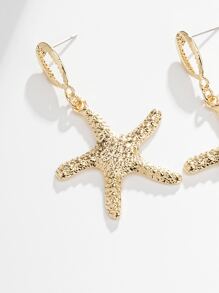 1 对时尚海星设计耳环，适合女性海滩度假和日常佩戴 - 金色 - 查看 4