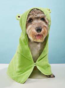 1pc Cartoon Animal Shaped Chenille Bathrobe For Pet, Absorbent After Bathing