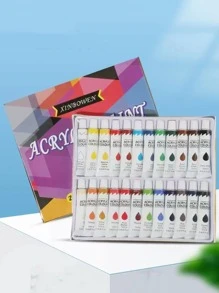 1 Bộ 12Ml Bộ Sơn Acrylic Cho Tác Phẩm Nghệ Thuật, Tranh Treo Tường, Chống Thấm Nước Và Bền Đẹp, 24 Màu - Nhiều màu - Xem 4