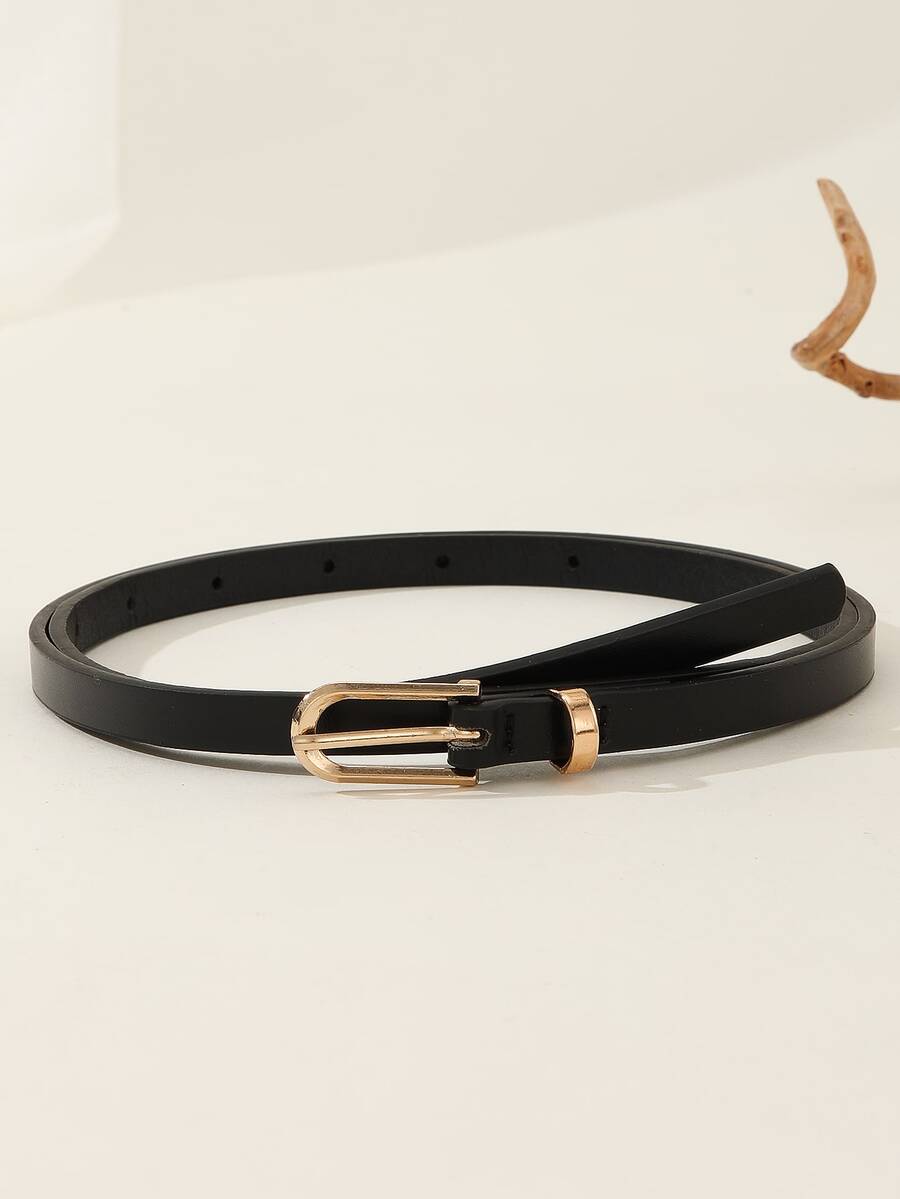 1入組女士素色時尚字母扣飾細腰帶