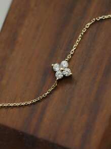 ELSEDES 1個時尚四葉草設計s925銀手鏈,適合女性日常佩戴和派對禮物結婚訂婚新娘珠寶飾品 - 金色 - 查看 4