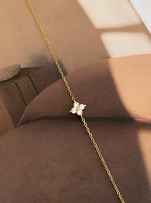 ELSEDES 1個時尚四葉草設計s925銀手鏈,適合女性日常佩戴和派對禮物結婚訂婚新娘珠寶飾品 - 金色 - 查看 3