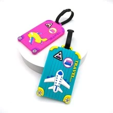 2 件卡通图案行李牌硅胶度假配件适合节日季节旅行配件套装旅行必需品旅行整理器适合海滩暑假返回学校旅行必需品适合旅行背包旅行包行李箱旅行装备返回学校书包适合学校学校配件学校用品 - 彩色 - 查看 3