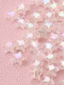 100pcs Clear Ab Color Star Shaped Beads Diy Jewelry Accessory - Clear - View 2