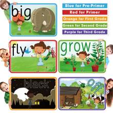 Sight Words Flash Cards with Pictures,Motions&Sentences, 220 Dolch Sight Words for Preschool, Kindergarten, 1st, 2nd & 3rd Grade.Homeschool, Learn to Read, Phonics Learning,235 Pieces - 彩色 - 查看 2