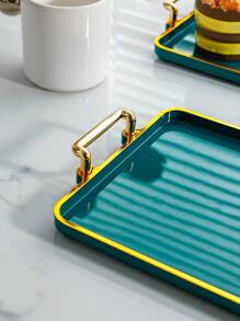 1 pieza Bandeja dorado ribete rectangular - Verde Oscuro - Ver 3