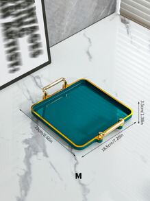 1 pieza Bandeja dorado ribete rectangular - Verde Oscuro - Ver 9