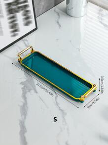 1 pieza Bandeja dorado ribete rectangular - Verde Oscuro - Ver 8