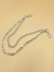 1 件女士时尚金属链条多层腰链朋克街头风格牛仔裤挂链万圣节夏季、学校 - 銀色 - 查看 4