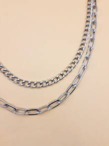 1 件女士时尚金属链条多层腰链朋克街头风格牛仔裤挂链万圣节夏季、学校 - 銀色 - 查看 5