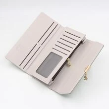 Green Summer New Japan And South Korea Fresh And Simple Fashion Personality Hardware Leaf Pendant Plaid Buckle Women's Clutch Bag Clamshell Large Capacity Women's Simple Folding Multi-Card Women's Clutch Bag Waterproof Lightweight College Fashion High School University Women's Wallet Business Casual For Women Wallet Purse Wallet Long Wallet