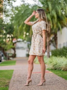 Women Dresses - Màu Mù tạt vàng - Xem 3