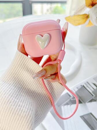 حافظة ديكور قلب 3D وردي خاص ب- عيد الحب Y2K متوافقة مع سماعات AirPods و AirPods Pro