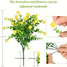 20入組仿真花花束適用於戶外裝飾用品,UV抵抗的塑膠綠色適用於家庭花園,彈簧和夏天裝飾(混合顏色) - 綠色 - 查看 7