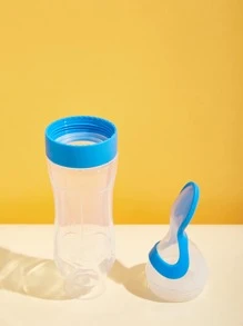 90ml/3oz 藍色矽膠擠壓奶瓶帶湯匙和吸盤、嬰兒湯匙餵食器、奶粉分配器 - 藍色 - 查看 4