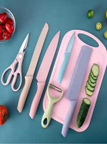 Set de 6 cuchillos con tabla para cortar Color pastel - Multicolor - Ver 1