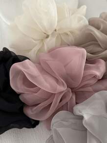 5pcs Extra Large Organza Bowknot And Mesh Bun Rings Elegant Hair Ties Ponytail Holders Hair Elastics Hair Rubber Bands Scrunchies Hair Rope Elastic Hair Tie, Hair Bobbles ,Head Piece Hair Accessories Head Accessories Elastic Band - Multicolor - View 2