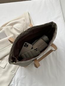 Bolso tote de color combinado de gran capacidad de moda con estampado - Multicolor - Ver 5