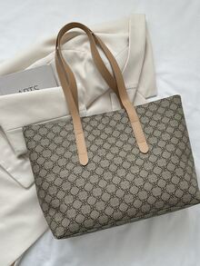 Bolso tote de color combinado de gran capacidad de moda con estampado - Multicolor - Ver 4