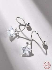 1雙925純銀星形吊墜帶方晶鋯石,個性化設計適用於日期,節日,晚餐,女士禮品