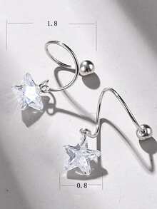 1雙925純銀星形吊墜帶方晶鋯石,個性化設計適用於日期,節日,晚餐,女士禮品