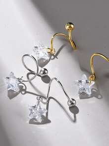 1雙925純銀星形吊墜帶方晶鋯石,個性化設計適用於日期,節日,晚餐,女士禮品