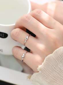 1 pièce Bague en forme de cœur en argent sterling S925, style classique pour femmes pour la Saint-Valentin