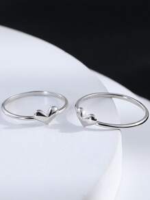 1 pièce Bague en forme de cœur en argent sterling S925, style classique pour femmes pour la Saint-Valentin