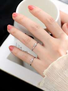 1 pièce Bague en forme de cœur en argent sterling S925, style classique pour femmes pour la Saint-Valentin