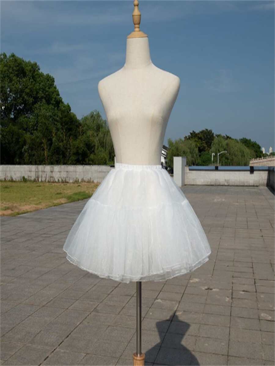 1 件女士柔软薄纱无骨日常蓬松裙秋季女士服装 - 白色 - 查看 1